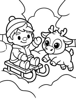 Desenho de Kristoff y Sven Bebés Kawaii para colorir e imprimir grátis