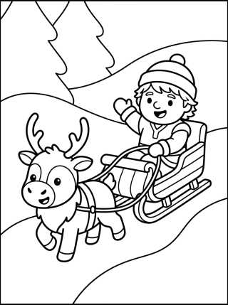Desenho de Kristoff y Sven en el Trineo de Nieve para colorir e imprimir grátis