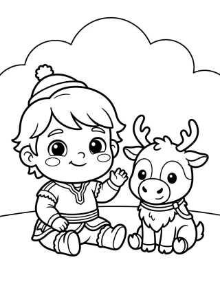 Desenho de Kristoff y Sven de Bebés para colorir e imprimir grátis