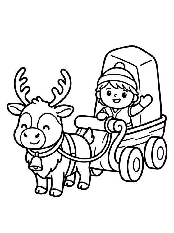 Desenho de Kristoff y Sven Jalando el Trineo para colorir e imprimir grátis