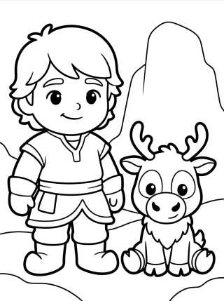 Desenho de Sven Bebé y Kristoff Niño para colorir e imprimir grátis