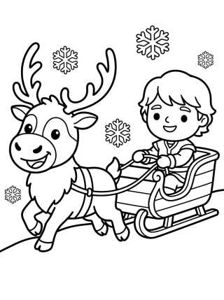 Desenho de Sven Risueño con Kristoff en el Trineo para colorir e imprimir grátis