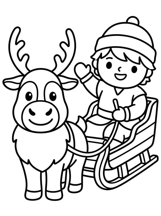 Desenho de Sven Sonriendo con Kristoff en el Trineo para colorir e imprimir grátis