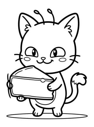 Desenho de Kwami Plagg con Queso para colorir e imprimir grátis
