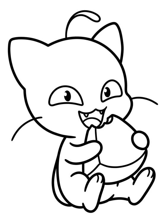 Desenho de Plagg el Kwami Gatito Comiendo Queso para colorir e imprimir grátis