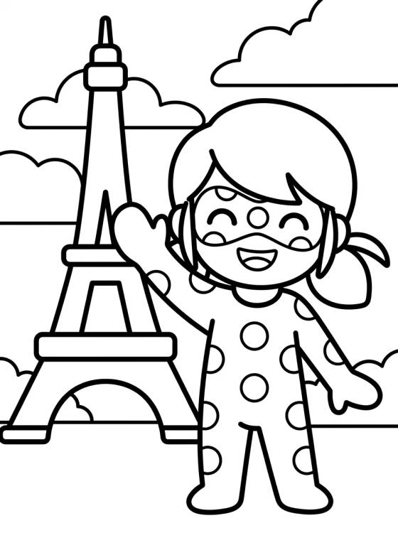 Desenho de Ladybug Saludando en París para colorir e imprimir grátis
