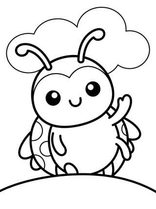 Desenho de Ladybug Saludando Kawaii para colorir e imprimir grátis
