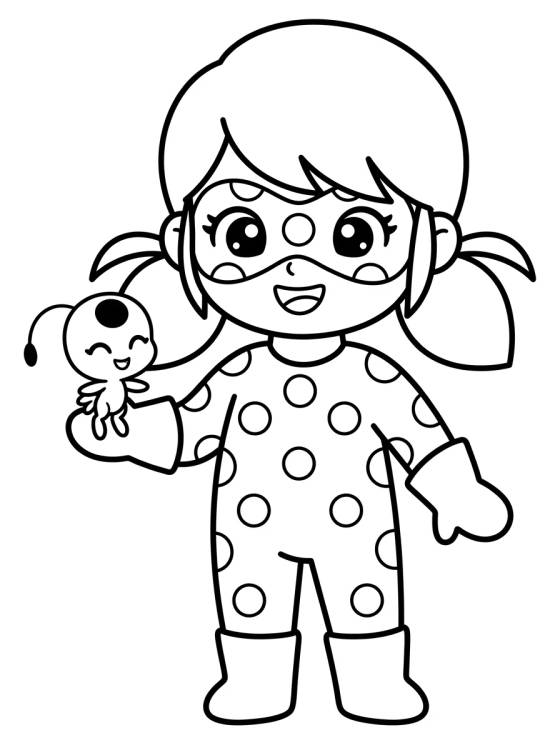 Desenho de Ladybug y el Kwami Tikki para colorir e imprimir grátis