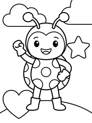 Desenho de Ladybug en Pose Heroica Tierna para colorir e imprimir grátis