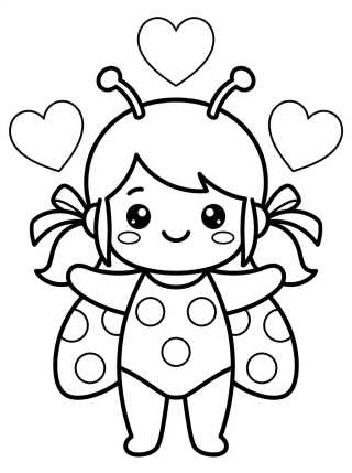 Desenho de Ladybug Sonriendo Kawaii para colorir e imprimir grátis