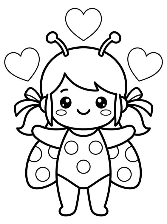 Desenho de Ladybug Sonriendo Kawaii para colorir e imprimir grátis