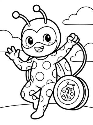 Desenho de Ladybug Usando su Yoyó Mágico para colorir e imprimir grátis