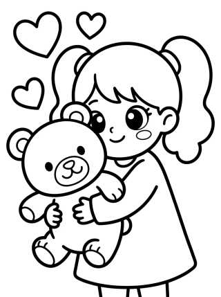 Desenho de Lila Abrazando un Osito de Peluche para colorir e imprimir grátis