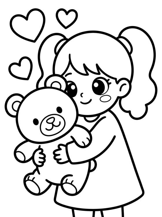 Desenho de Lila Abrazando un Osito de Peluche para colorir e imprimir grátis