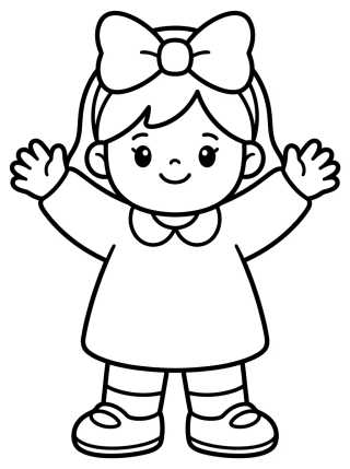 Desenho de Lila Saludando Contenta para colorir e imprimir grátis