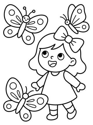 Desenho de Lila jugando con mariposas para colorir e imprimir grátis