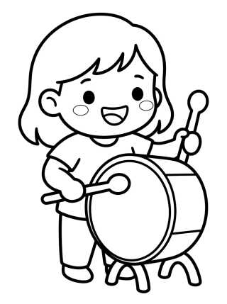 Desenho de Lila Jugando con su Tambor para colorir e imprimir grátis