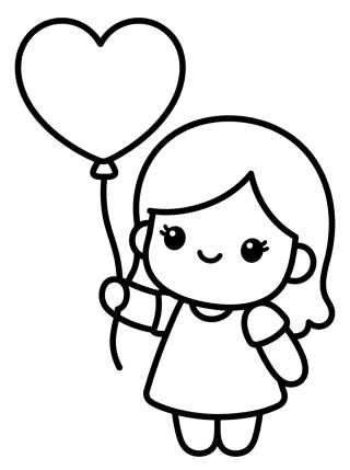 Desenho de Lila con Globo de Corazón para colorir e imprimir grátis