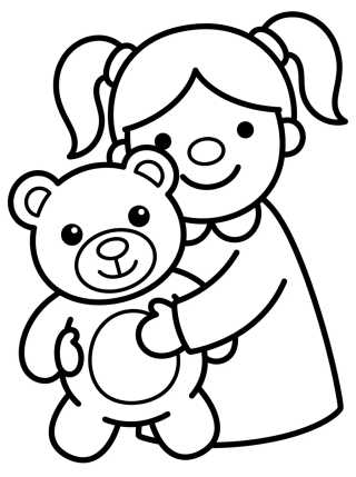 Desenho de Lila con Osito de Peluche para colorir e imprimir grátis