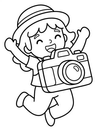 Desenho de Lila Bailando con Cámara Fotográfica para colorir e imprimir grátis
