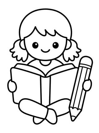 Desenho de Lila Estudiando con Libro para colorir e imprimir grátis