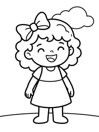 Desenho de Lila Sonriendo con Lazo en el Pelo para colorir e imprimir grátis