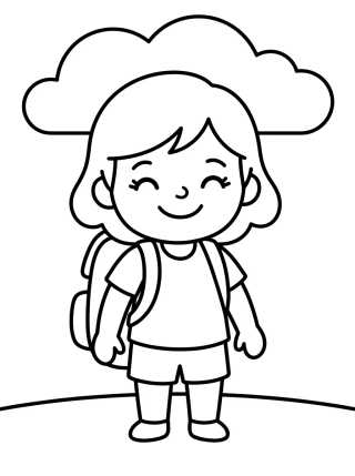 Desenho de Lila sonriendo con su mochila escolar para colorir e imprimir grátis