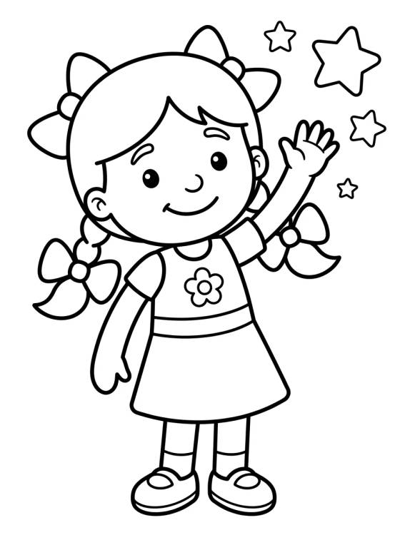 Desenho de Lila Sonriendo y Saludando para colorir e imprimir grátis