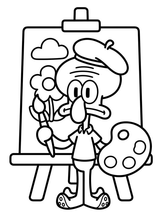 Desenho de Calamardo Artista Pintando para colorir e imprimir grátis