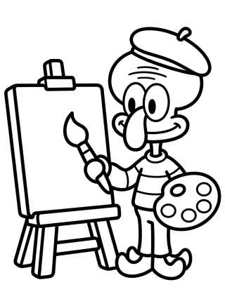 Desenho de Calamardo Artista Pintando para colorir e imprimir grátis