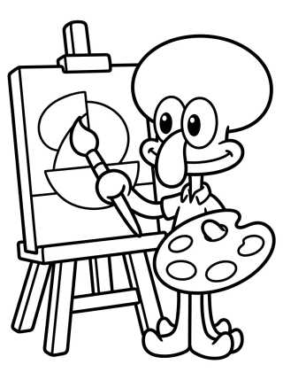 Desenho de Calamardo Artista Pintando para colorir e imprimir grátis