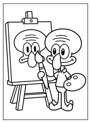 Desenho de Calamardo Artista Pintando para colorir e imprimir grátis