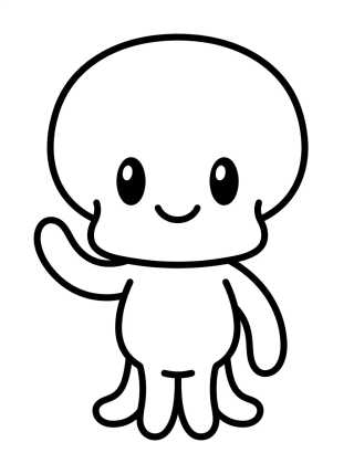 Desenho de Calamardo Tierno y Sonriente para colorir e imprimir grátis