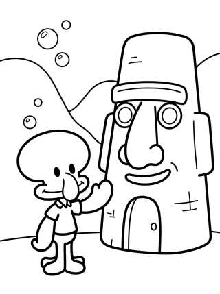 Desenho de Calamardo en su Casa de Moái para colorir e imprimir grátis