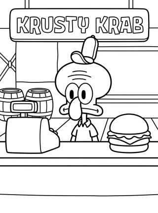 Desenho de Calamardo en el Crustáceo Cascarudo para colorir e imprimir grátis