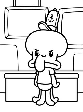 Desenho de Calamardo en el Crustáceo Cascarudo para colorir e imprimir grátis