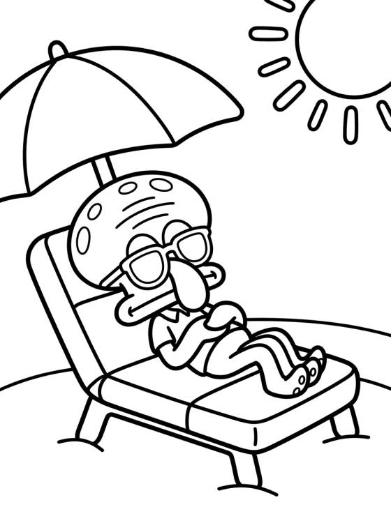 Desenho de Calamardo Relajado en el Sol para colorir e imprimir grátis