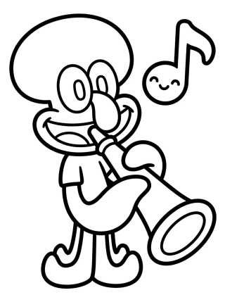 Desenho de Calamardo Tocando el Clarinete para colorir e imprimir grátis