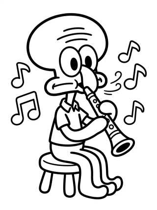 Desenho de Calamardo Tocando el Clarinete para colorir e imprimir grátis