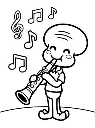 Desenho de Calamardo Tocando el Clarinete para colorir e imprimir grátis