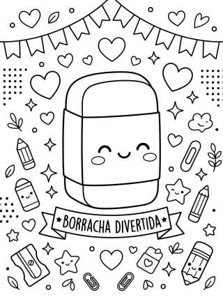 Desenho de Goma de Borrar Kawaii Divertida para colorir e imprimir grátis