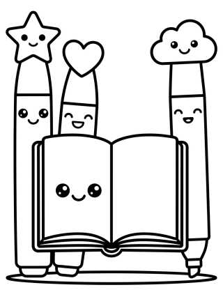 Desenho de Cuaderno Tierno con Marcadores para colorir e imprimir grátis