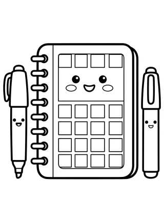 Desenho de Cuaderno Sonriente con Marcadores para colorir e imprimir grátis
