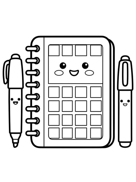 Desenho de Cuaderno Sonriente con Marcadores para colorir e imprimir grátis