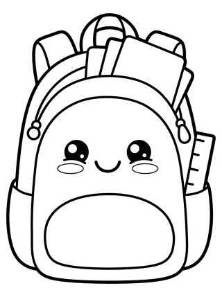 Desenho de Mochila Escolar Tierna Kawaii para colorir e imprimir grátis