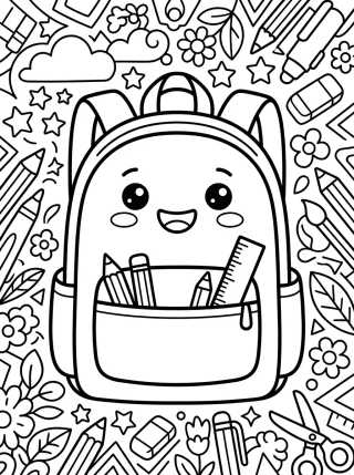 Desenho de Mochila Escolar Sonriente para colorir e imprimir grátis