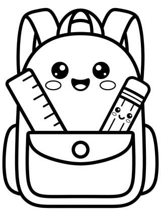 Desenho de Mochila Sonriente y Accesorios para colorir e imprimir grátis