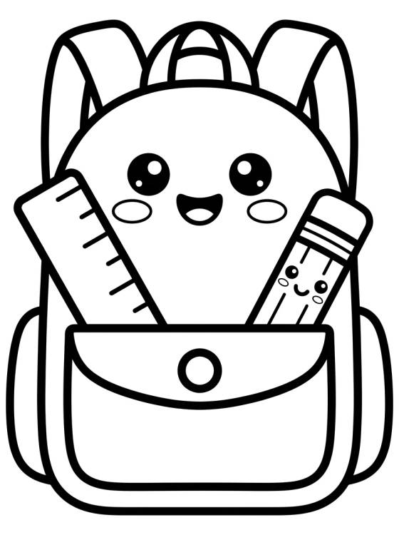 Desenho de Mochila Sonriente y Accesorios para colorir e imprimir grátis