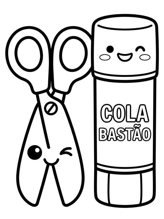 Desenho de Tijeras Escolares y Pegamento en Barra para colorir e imprimir grátis