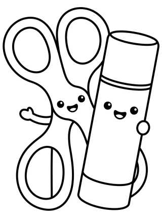 Desenho de Tijeras Escolares y Tubo de Pegamento para colorir e imprimir grátis